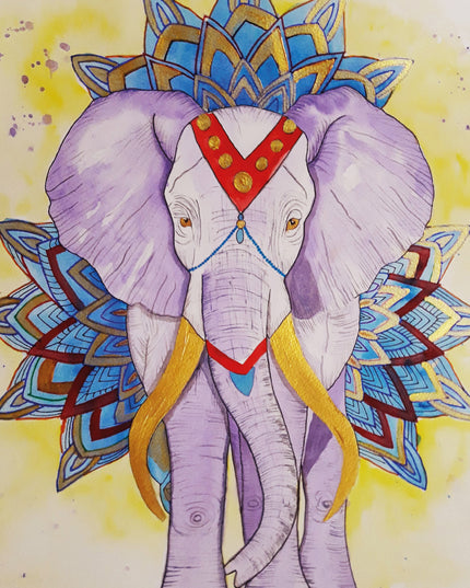 Wenskaart versierde olifant (F20077)