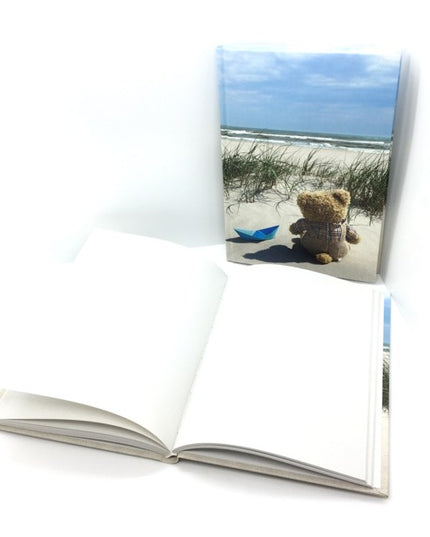 Boek met harde kaft A5 - teddy bij de zee