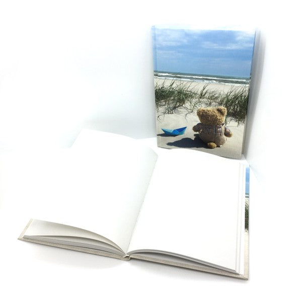 Boek met harde kaft A5 - teddy bij de zee