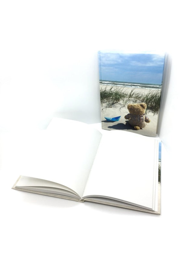 Boek met harde kaft A5 - teddy bij de zee