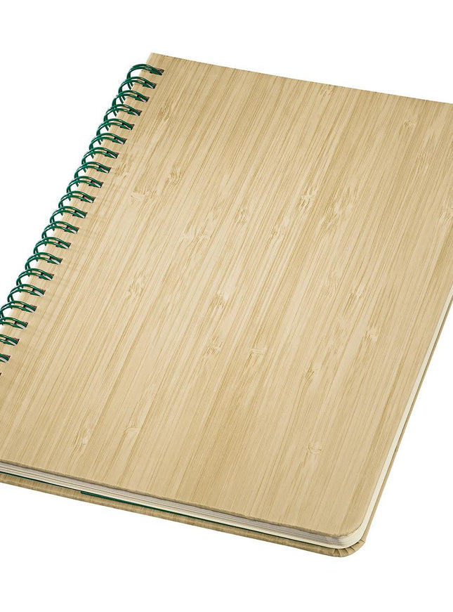 Boek met bamboe kaft, spiraalbinding