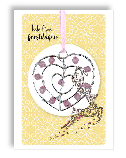 Zilverkleurige hanger groot - roze (M25001)