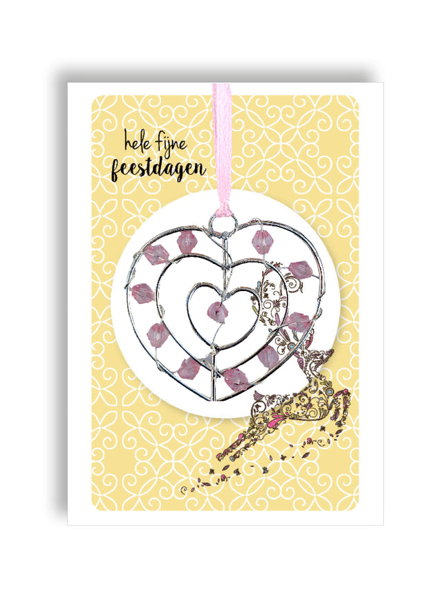 Zilverkleurige hanger groot - roze (M25001)