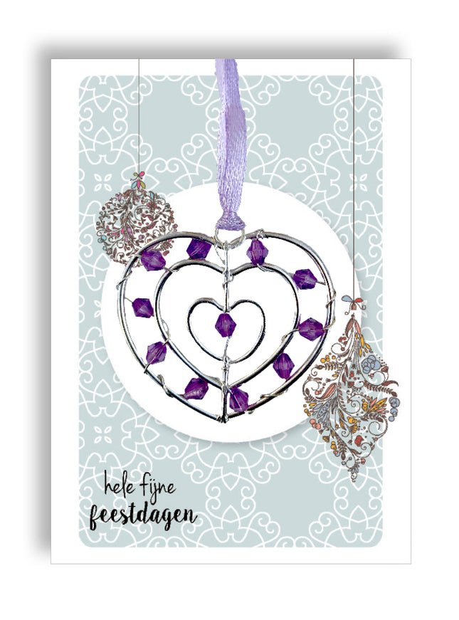 Zilverkleurige hanger groot - lila (M25003)