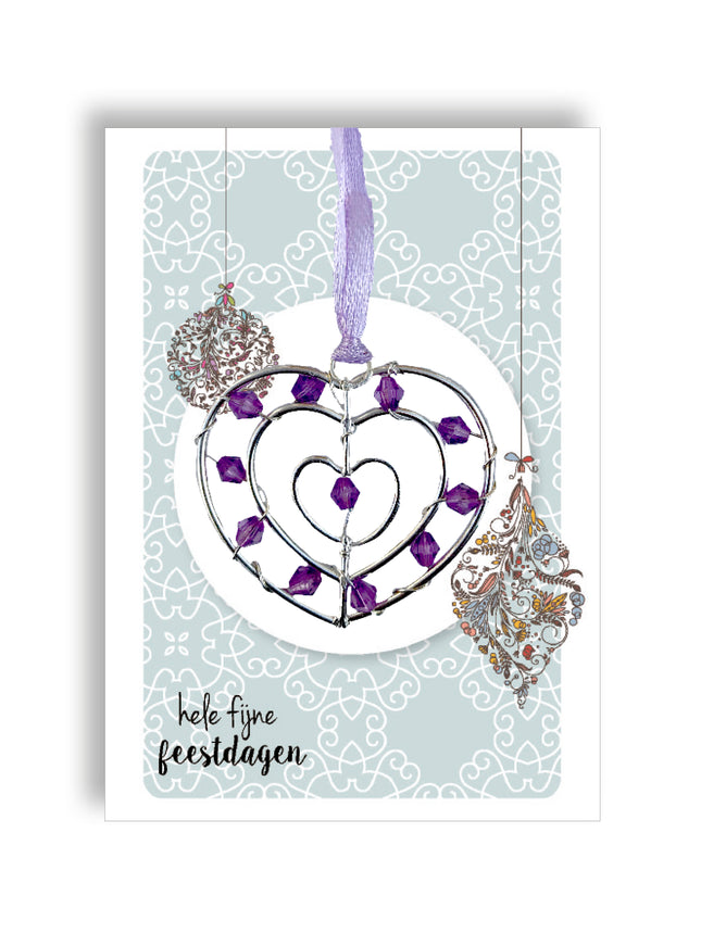 Zilverkleurige hanger groot - lila (M25003)