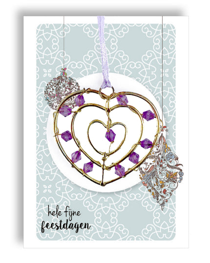 Large gold-colored pendant - lilac