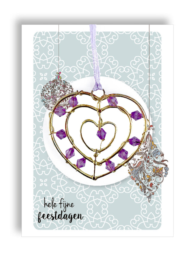 Goudkleurige hanger groot - lila (M25004)