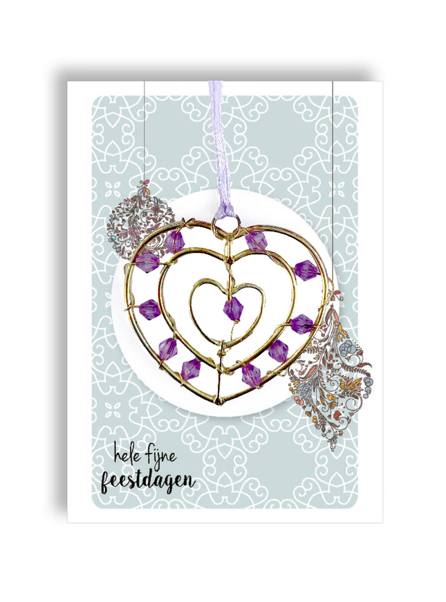 Goudkleurige hanger groot - lila (M25004)