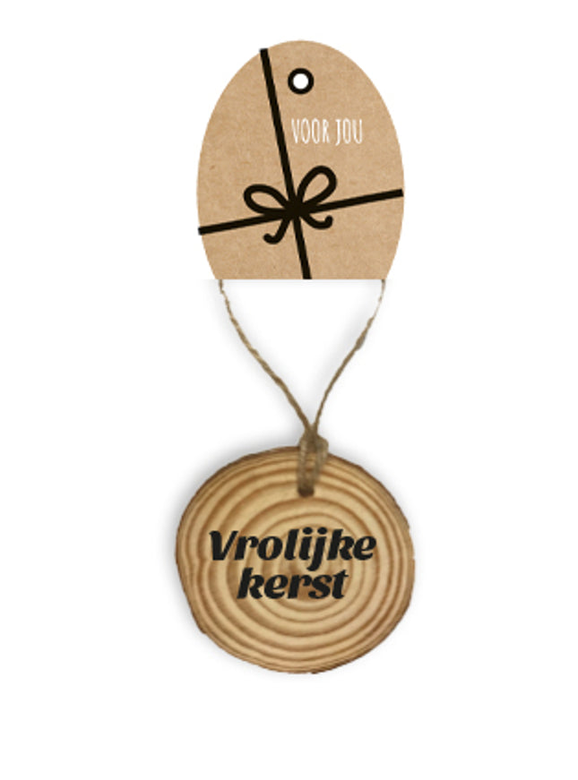 Houten hanger vrolijk kerst (M25010)