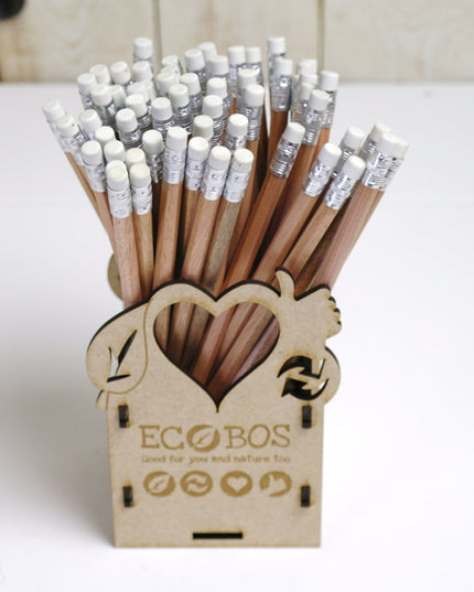 Ecobos koker met 72 zeskantige potloden met gom - FSC 100%