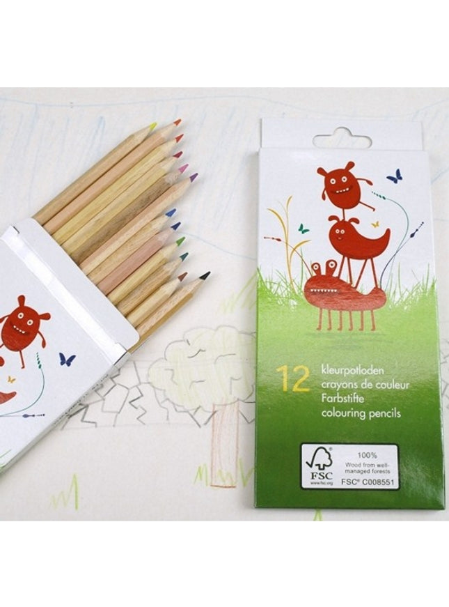 Ecobos doosje met 12 kleurpotloden - FSC 100%