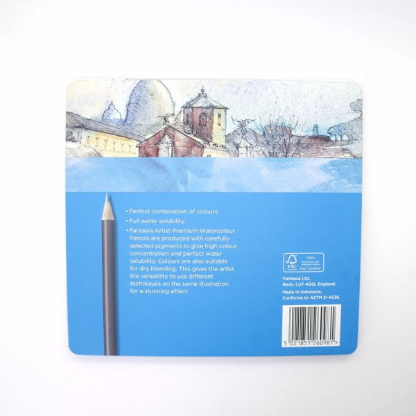 Blikken doos met 24 aquarel-kleurpotloden