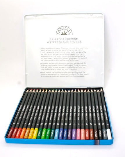 Blikken doos met 24 aquarel-kleurpotloden