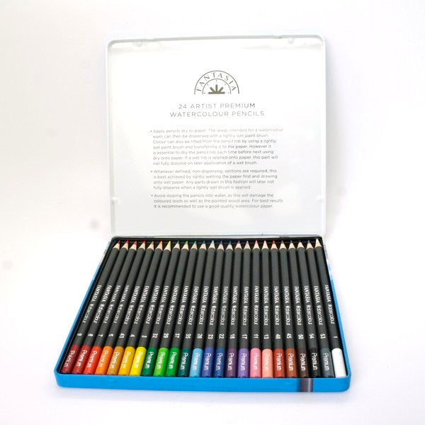 Blikken doos met 24 aquarel-kleurpotloden
