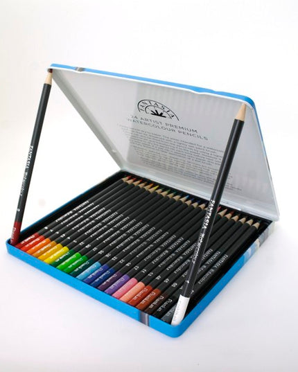 Blikken doos met 24 aquarel-kleurpotloden