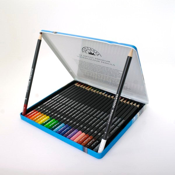 Blikken doos met 24 aquarel-kleurpotloden