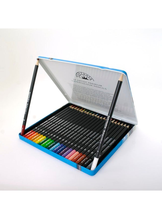 Blikken doos met 24 aquarel-kleurpotloden