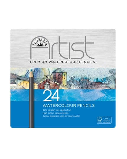 Blikken doos met 24 aquarel-kleurpotloden