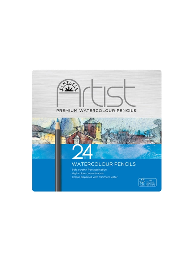 Blikken doos met 24 aquarel-kleurpotloden