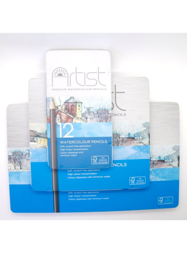 Blikken doos met 24 aquarel-kleurpotloden