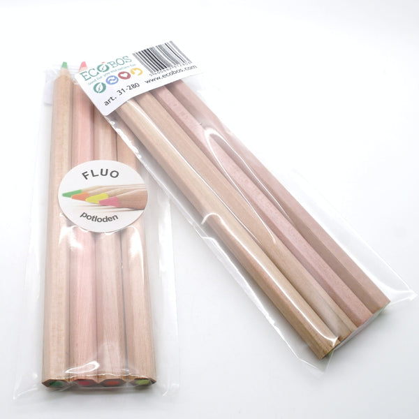 Ecobos blister 4x 1 fluo-kleurdikkerd GEEL/ORANJE/ROZE/GRO