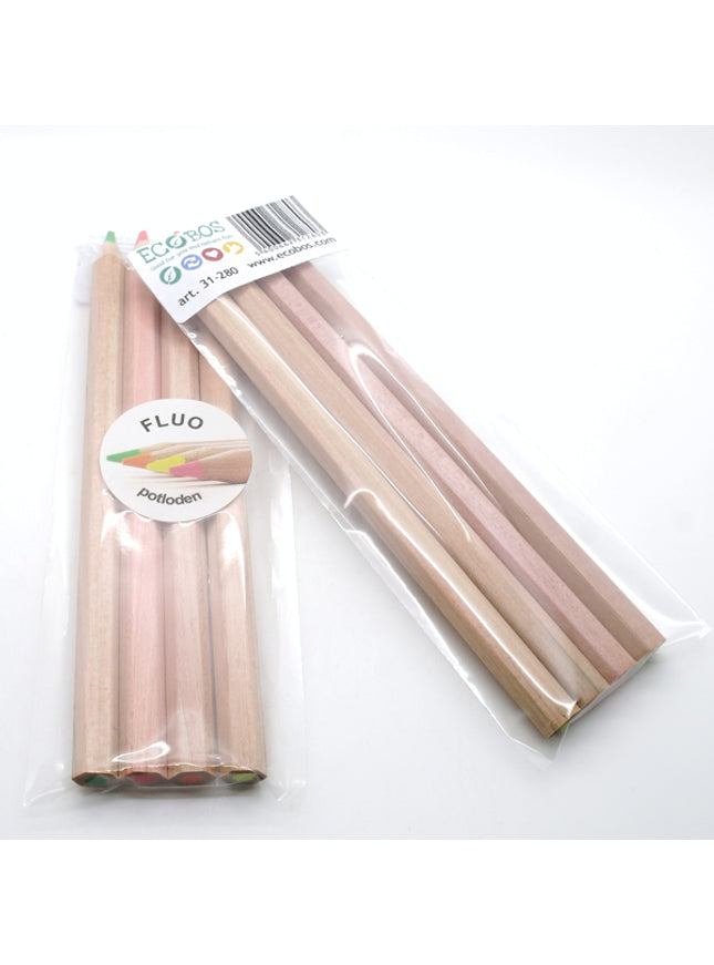 Ecobos blister 4x 1 fluo-kleurdikkerd GEEL/ORANJE/ROZE/GRO