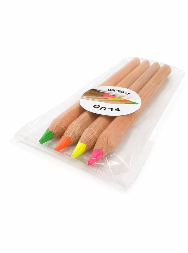 Ecobos blister 4x 1 fluo-kleurdikkerd GEEL/ORANJE/ROZE/GROEN