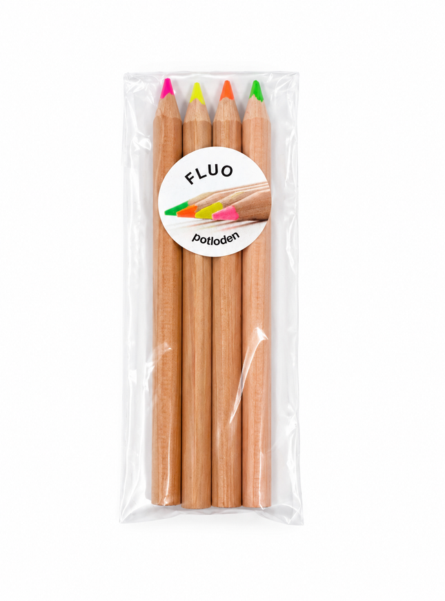 Ecobos blister 4x 1 fluo-kleurdikkerd GEEL/ORANJE/ROZE/GROEN