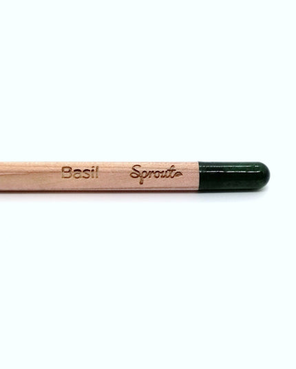 Round colored pencil with seeds - green: basil