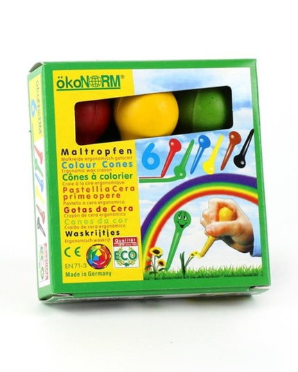 ökonorm - waskrijtjes kleurdruppels 6 kleuren in doos