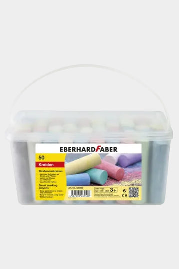 plastic doos met 50 staven stoepkrijt - gemengde kleuren