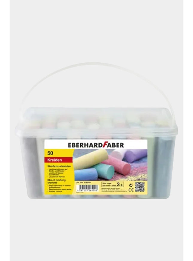 plastic doos met 50 staven stoepkrijt - gemengde kleuren