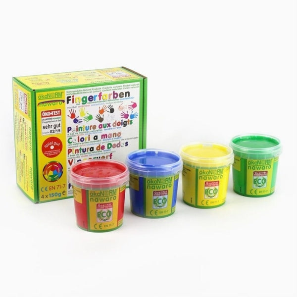 vingerverf 4 kleuren (4x 150ml) - rood, groen, geel, blauw