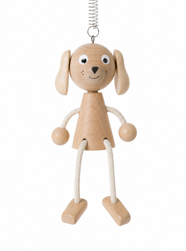 zitfiguur aan veer hond, blank