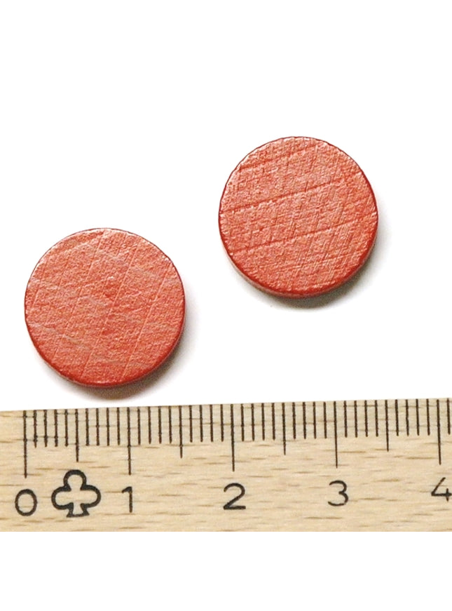 houten schijf ca. 15 mm ø 4 mm dik - rood