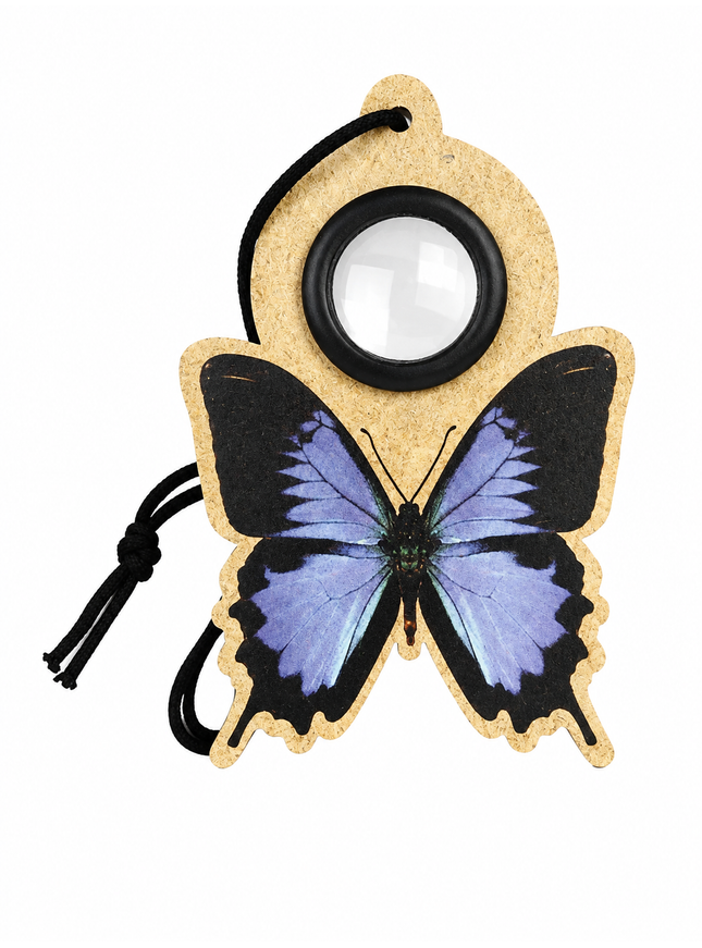 mouche en perle sur ficelle - papillon bleu