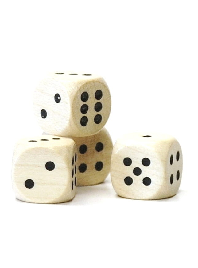 houten dobbelsteen met zwarte ogen - 12 mm