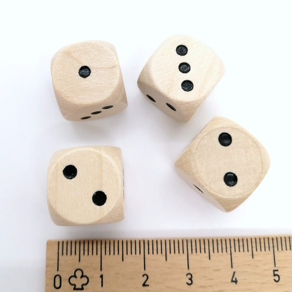 houten dobbelsteen met zwarte ogen 1/2/3 - 16 mm