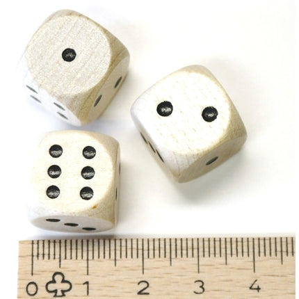 houten dobbelsteen met zwarte ogen - 16 mm