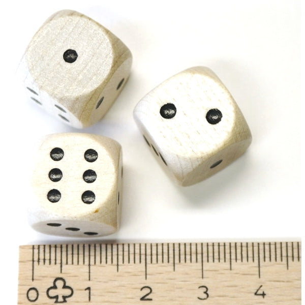 houten dobbelsteen met zwarte ogen - 16 mm