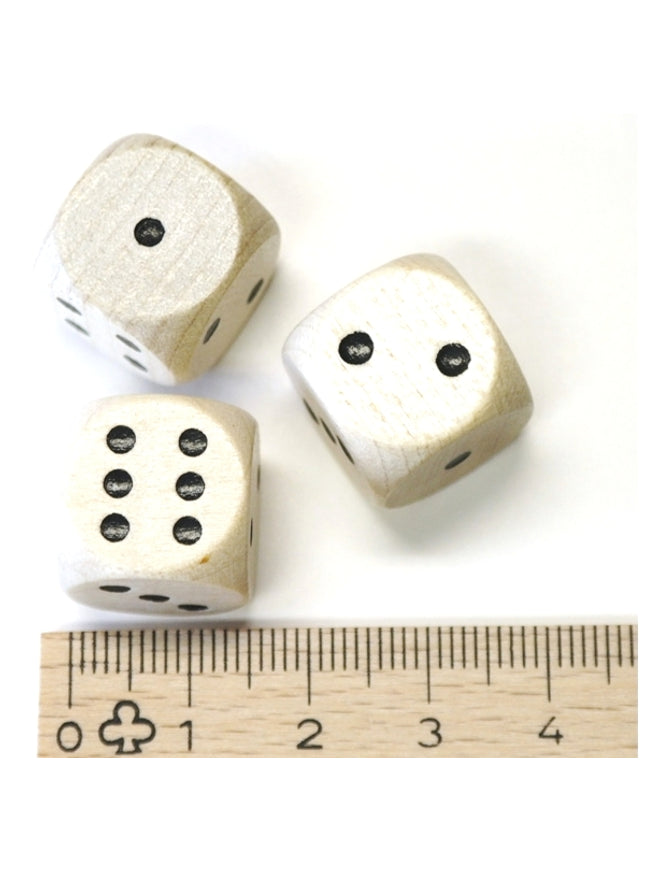 houten dobbelsteen met zwarte ogen - 16 mm