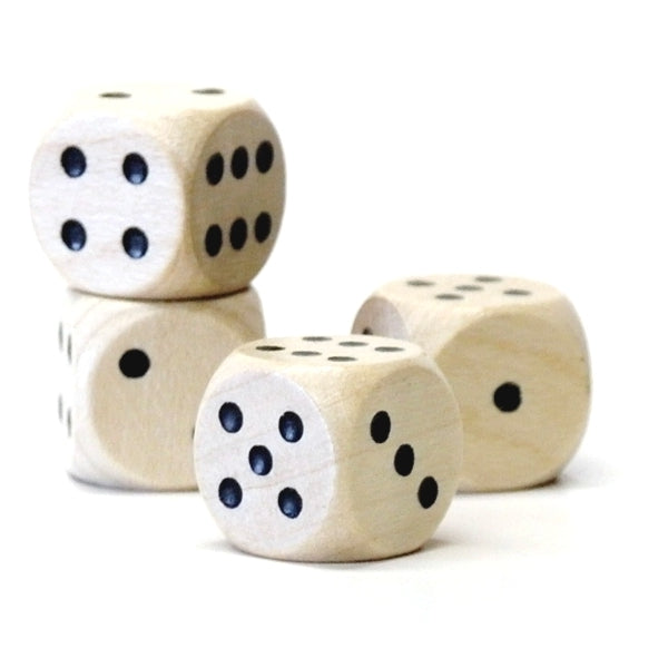 houten dobbelsteen met zwarte ogen - 16 mm
