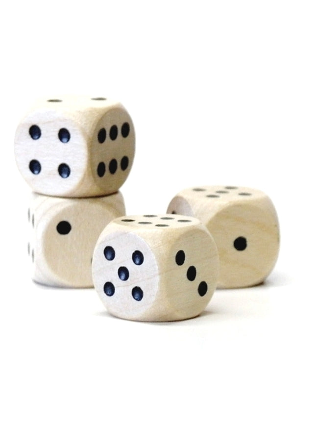 houten dobbelsteen met zwarte ogen - 16 mm