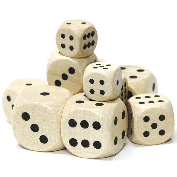 houten dobbelsteen met zwarte ogen - 30 mm