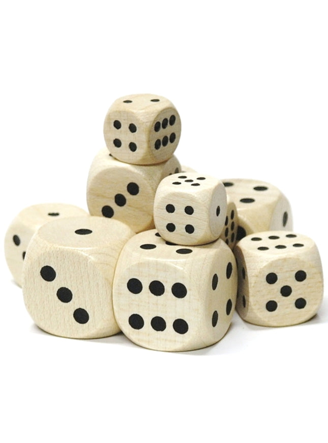houten dobbelsteen met zwarte ogen - 30 mm