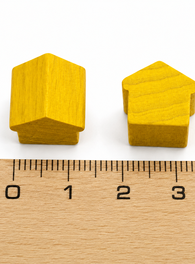 houten hotel - ca. 12x13x12 mm - geel