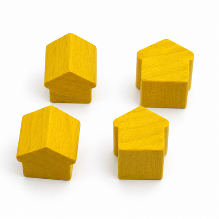 houten hotel - ca. 12x13x12 mm - geel