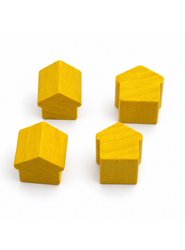 wooden hotel - approx. 12x13x12 mm - yellow
