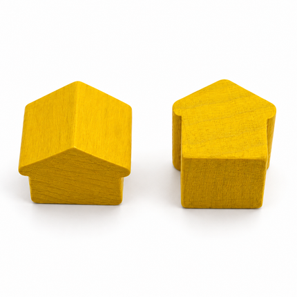 houten hotel - ca. 12x13x12 mm - geel