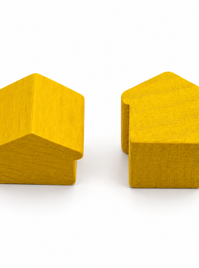 houten hotel - ca. 12x13x12 mm - geel